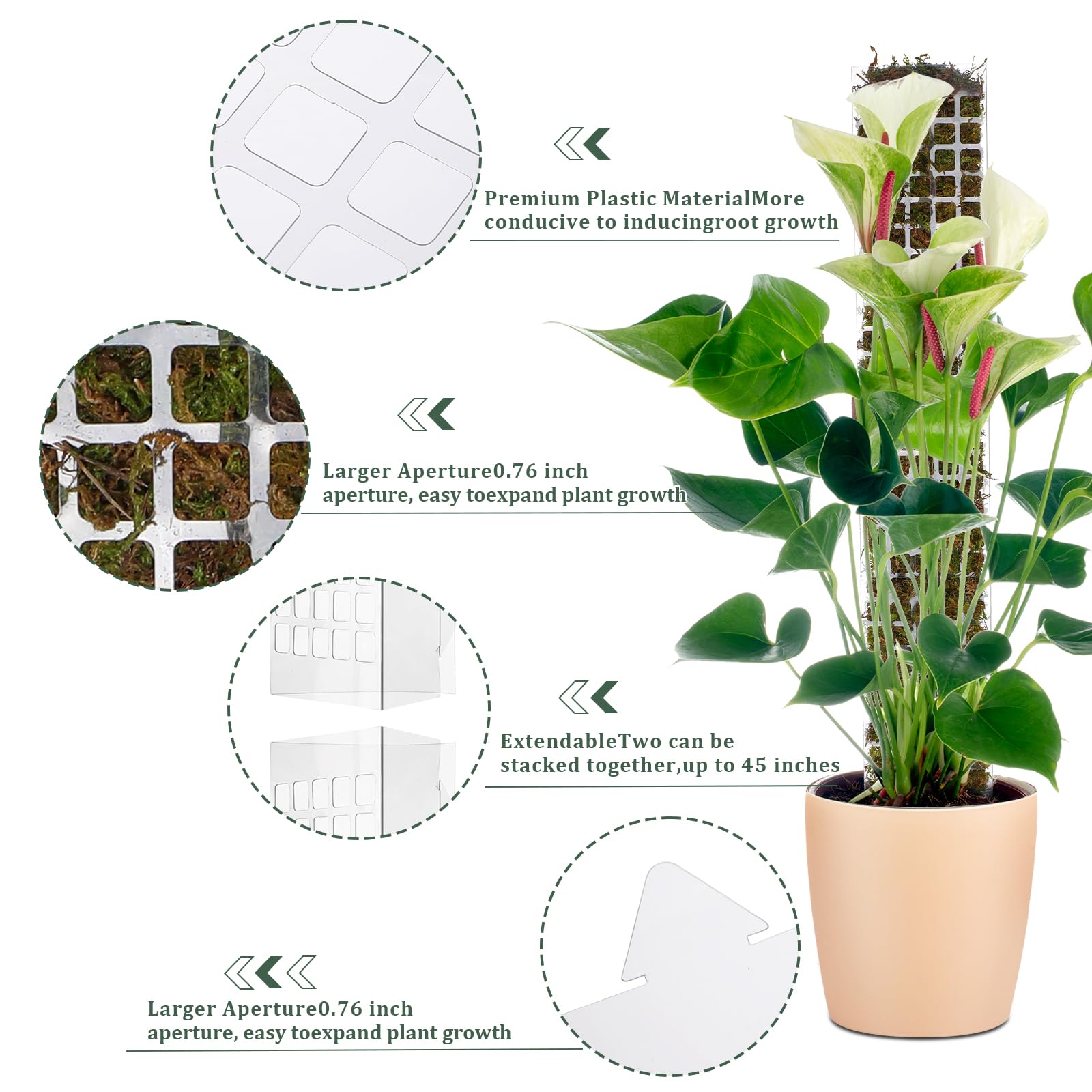 Stackable Plastic Moss Pole fo - огляд і ціна Plant Support Stake